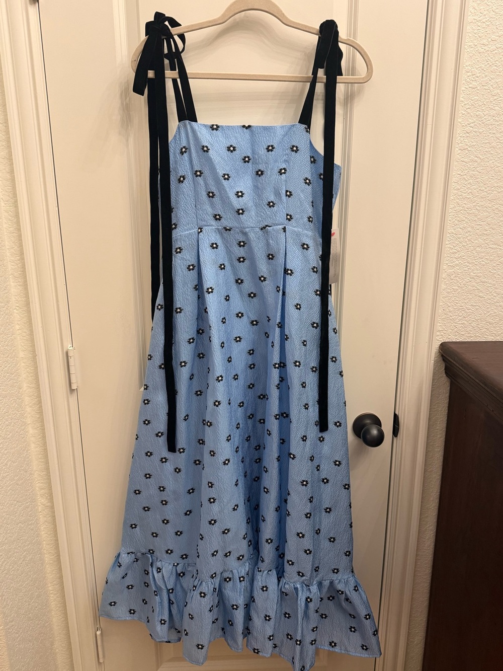 Dream Sister Jane Lily Jacquard Midi Dress China Blue Medium NWT